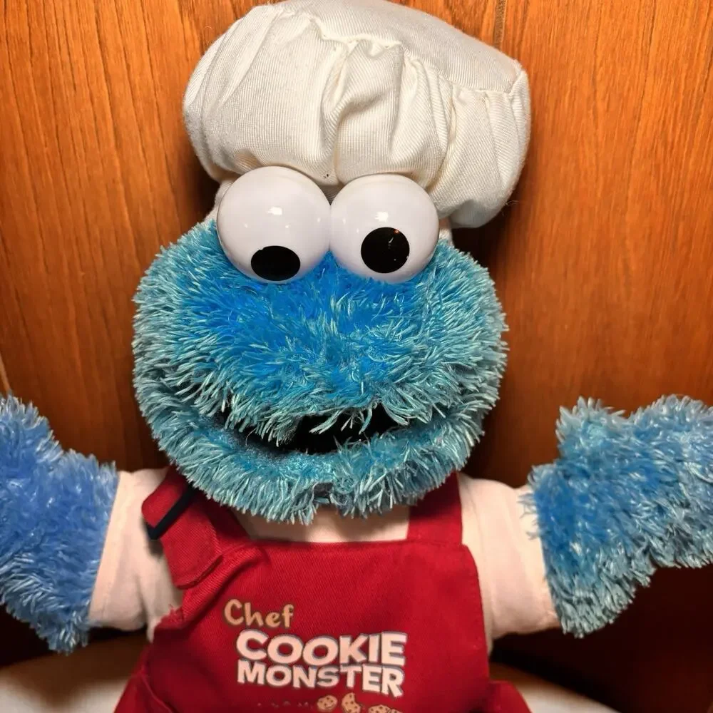 Chef Cookie Monster Plush Sesame Street Stuffed Toy Apron Hat